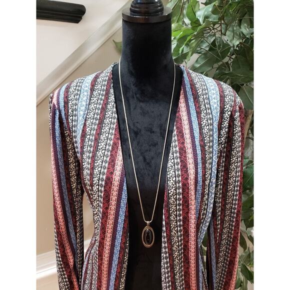 BCBGeneration Women's Multi Lined Striped Long Sleeve Open Front Blazer Size L - Picture 2 of 16